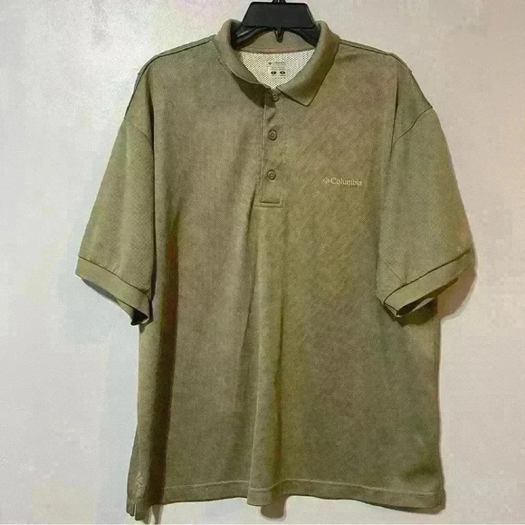 Columbia PFG Shirt Mens Large Short Sleeve Polo Vented Green Outdoor Fishing - Picture 3 of 13